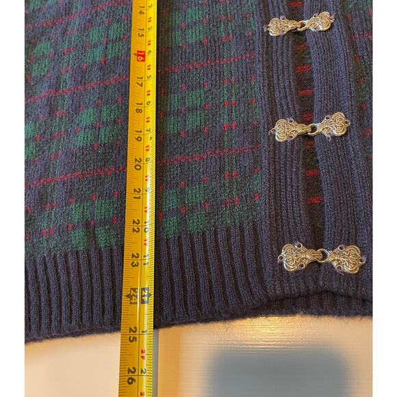 Vintage Nor’ easterly Tradition Scottish Wool Plaid Cardigan Sweater Sz XL - Picture 11 of 11